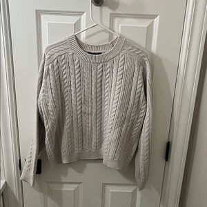 Tahari Cable Knit Sweater - Light Gray